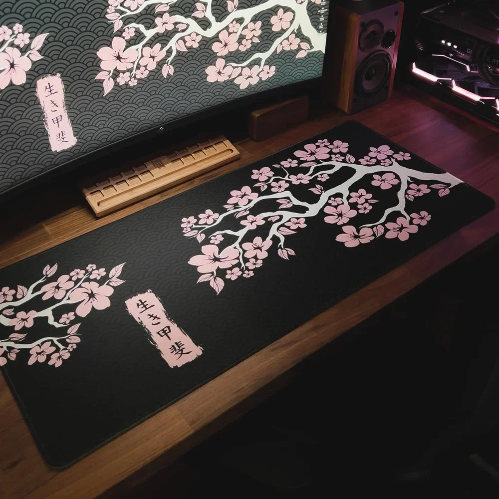 Gaming Accessories In Japan - Japan Sakura Mousepad Kawaii Black and