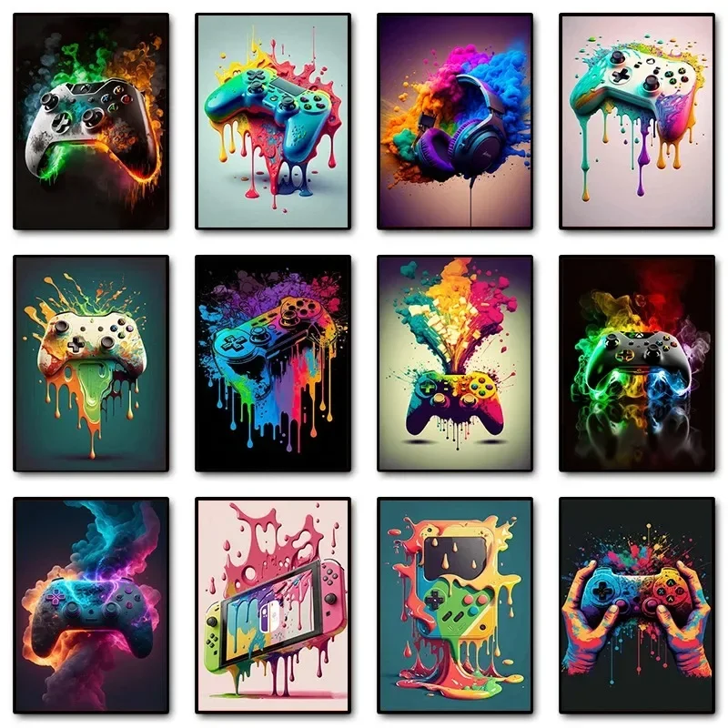 Gaming Accessories For Bedroom - Colorful Pop Art Gamer Controller Gaming