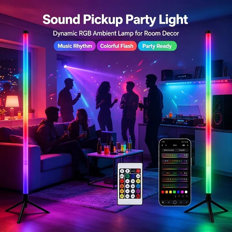 2PCS 120CM RGB Floor Lamp, Sou - Gaming Accessories For Bedroom review and price